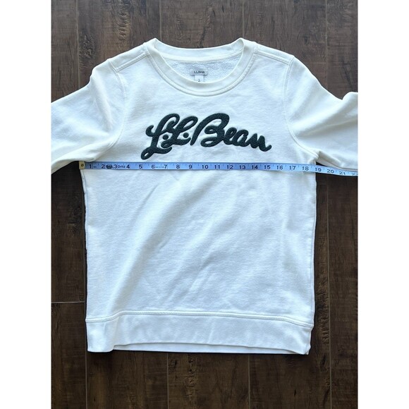 L.L. Bean White 1912 Crewneck Logo Script Pullover Sweatshirt Camp Womens Small - Picture 5 of 6